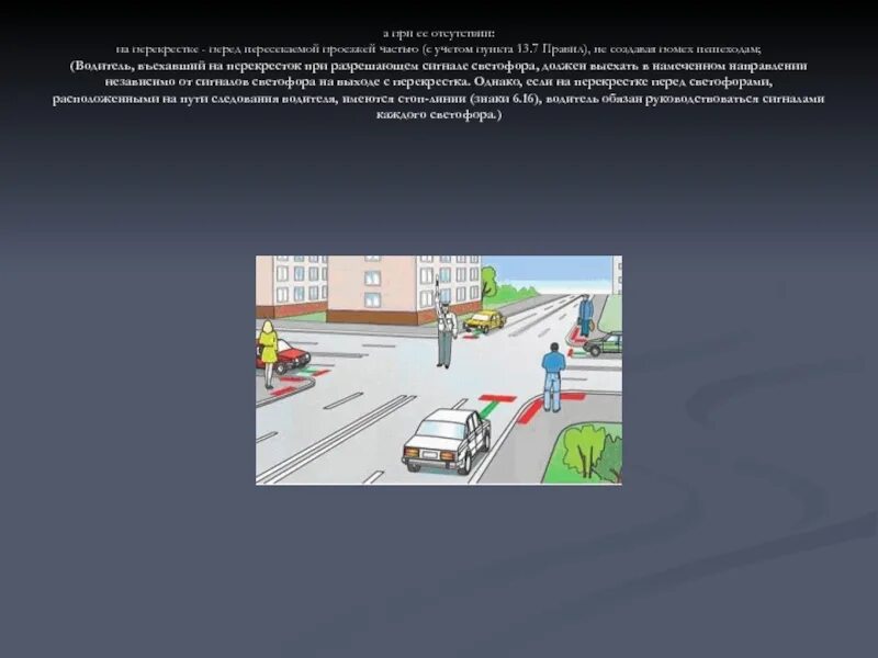 Создал помеху на перекрестке. На перекрестке - перед пересекаемой проезжей частью. Водитель въехавший на перекресток при разрешающем сигнале светофора. Пункт 13 7 правил дорожного движения. Пункт 13.7 ПДД В картинках.