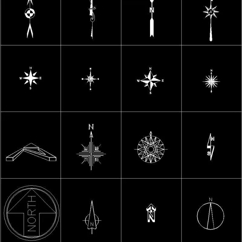 Символ autocad. Значок севера автокад. знак север юг dwg. знак севера dwg. символы для автокада.
