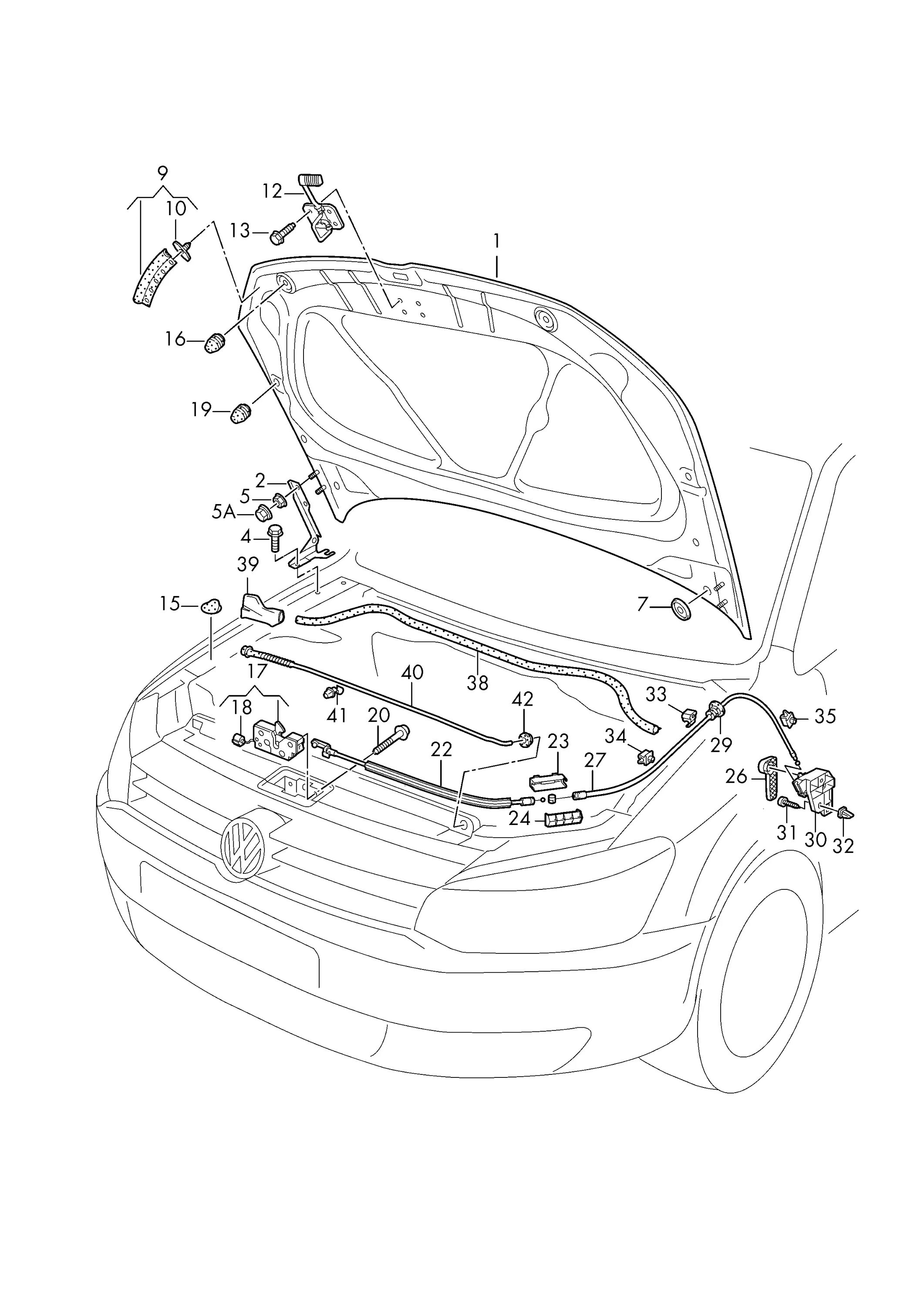 Название деталей капота. Детали кузова VW Polo sedan схема. Схема трос капота Фольксваген поло. Замок капота поло 6. Схема запчастей на Volkswagen Polo под капотом 2010.