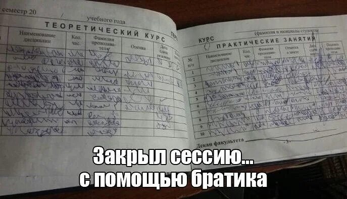 Первая сессия закрыта. Закрыл семестр. Закрыл семестр. Закрыл семестр. Зачет в зачетной книжке.