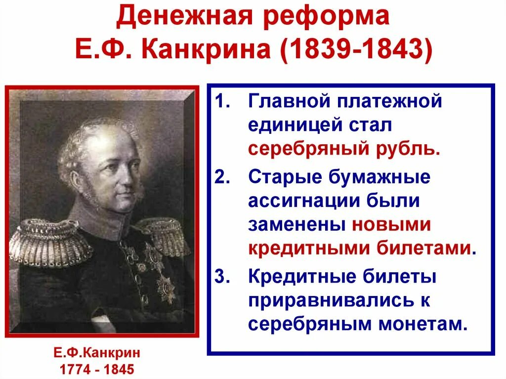 Реформа Канкрина 1839-1843. Финансовая реформа е.ф. Канкрина (1839–1843). Денежная реформа е. ф. Канкрина (1839- 1843 г.г.) причина. Денежная реформа 1839 Канкрина. Главная идея финансовой реформы канкрина