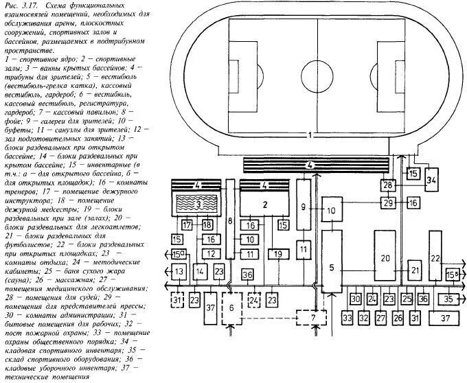 Состав помещений физкультурно спортивных