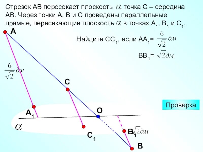 Проведите прямую ab через точку m