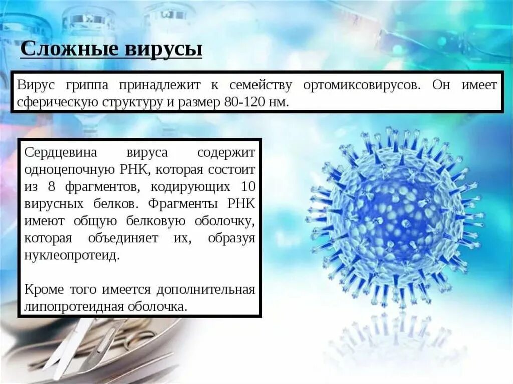 Вирусов в природе и жизни человека. Вирус гриппа сложный. Характеристика вируса гриппа. Вирус гриппа презентация. Сложные вирусы.