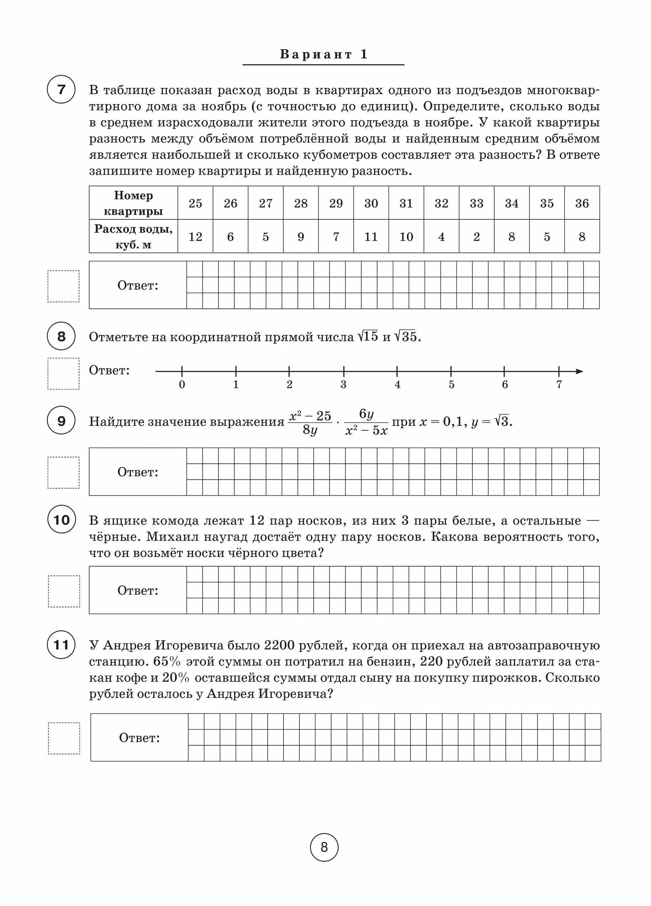 Впр по алгебре 8 класс 2 вариант