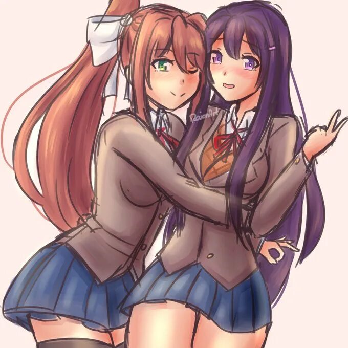 Покажи свой бюст юри. Ddlc юри моника. юри и моника доки доки. моника и юри шип. юри ддлк.