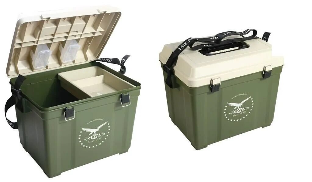 Ящик для зимней рыбалки польский Микадо UAF 002. Ящик рыболовный с сиденьем. Рыбацкий ящик для летней рыбалки. Летний рыболовный ящик с сиденьем.