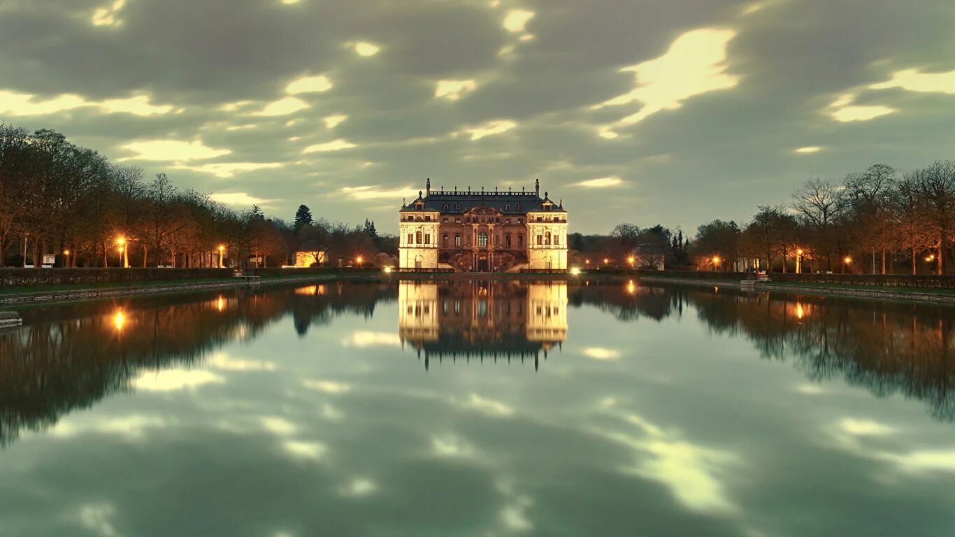 Скачать обои деревья, парк, отражение, Schlosspark Wilhelmshöhe, раздел пейзажи 