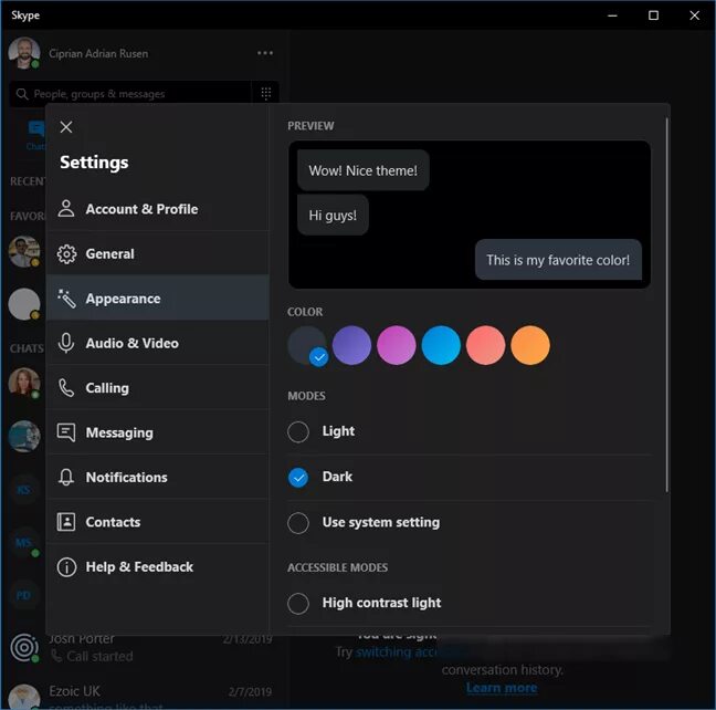 Light theme dark theme. Скайп темная тема. Темная и светлая тема в скайпе. Темная тема Android для Skype for Business. Редактировать цвета темной темы скайп.