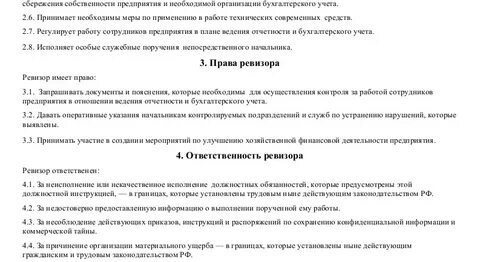 Ревизор должностные обязанности