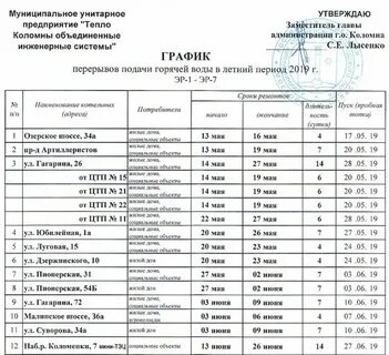 График включения отопления по адресу