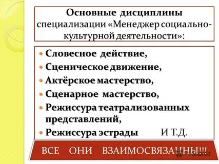 Дисциплины специализации