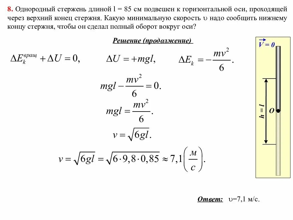 Линейная скорость Нижнего конца стержня. Стержни длина 1м. Скорость стержня. Длина стержня через скорость.