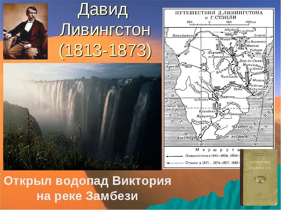 Экспедиция Дэвида Ливингстона. Водопад Ливингстона на карте Африки. Озеро ливингстона африка