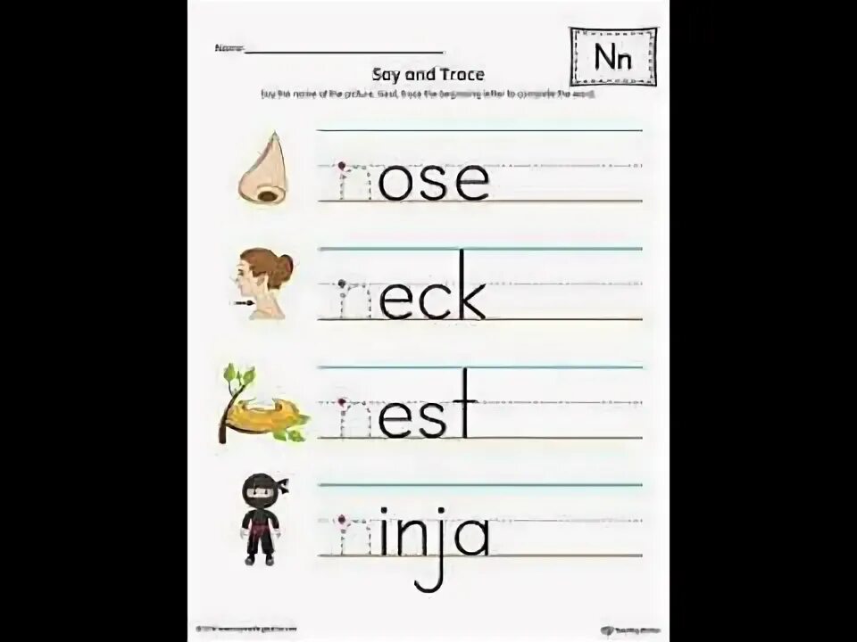 Words begin with n. Tracing words. Буква w worksheets. Trace and say. Sat pin phonics.