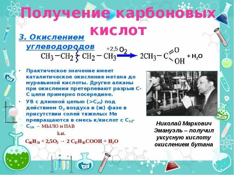 Окисление бутана до кислоты