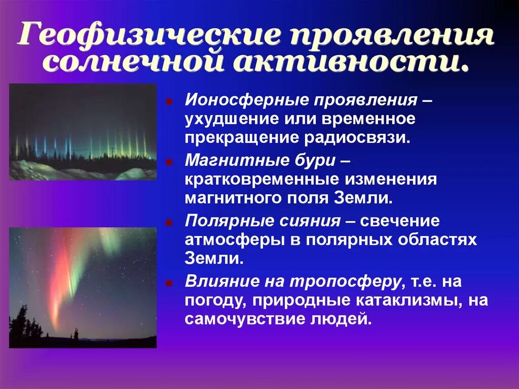 Геофизические проявления солнечной активности. Явления солнечной активности. Проявление солнечной активности на земле. Ионосферные проявления солнечной активности. Полярное сияние наблюдается в слое атмосферы