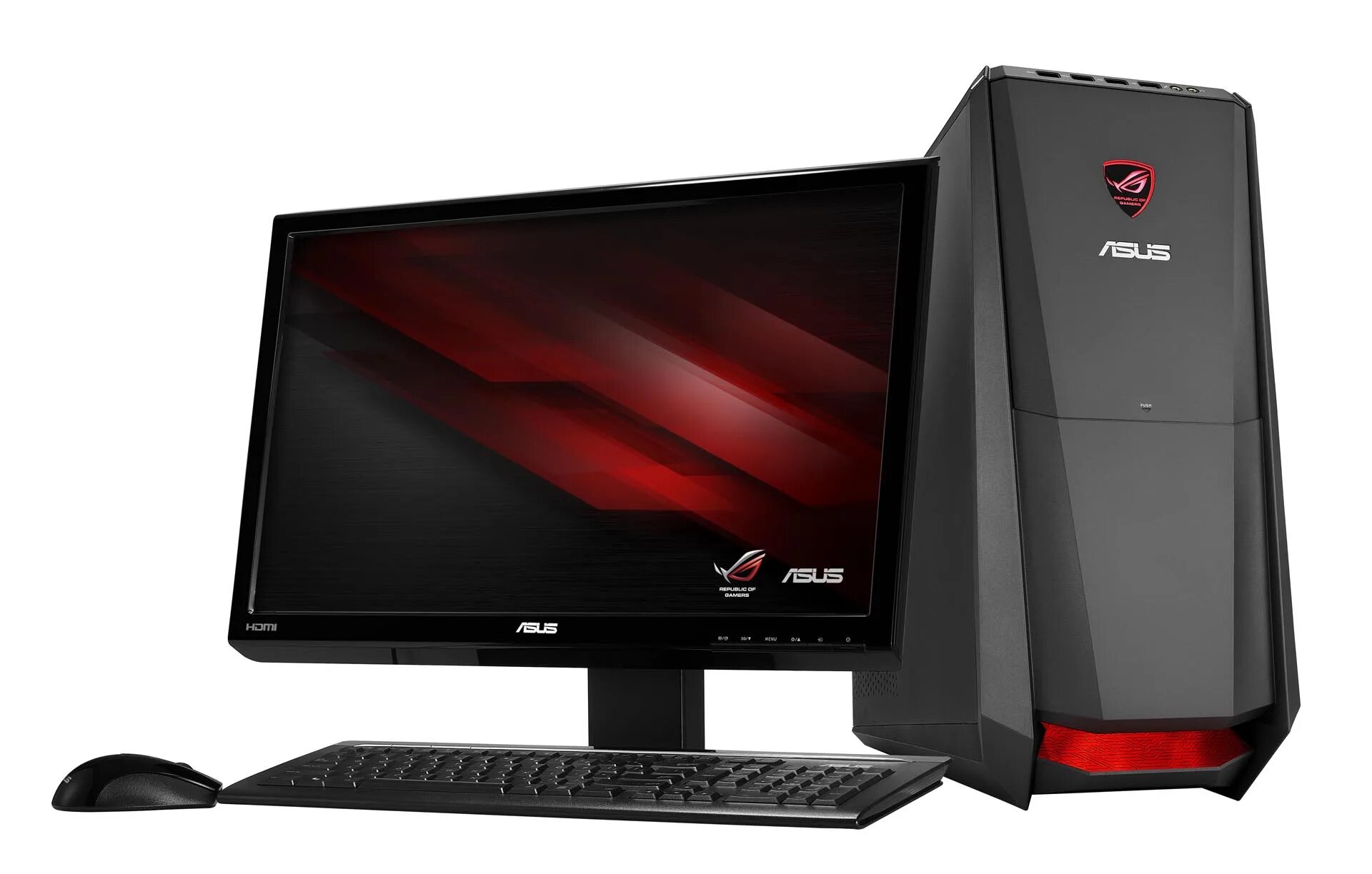 Новый современный компьютер. ASUS ROG Tytan. ASUS ROG 2014. Настольный, стационарный, персональный компьютер (ПК, PC), десктоп (desktop). ASUS ROG PC.