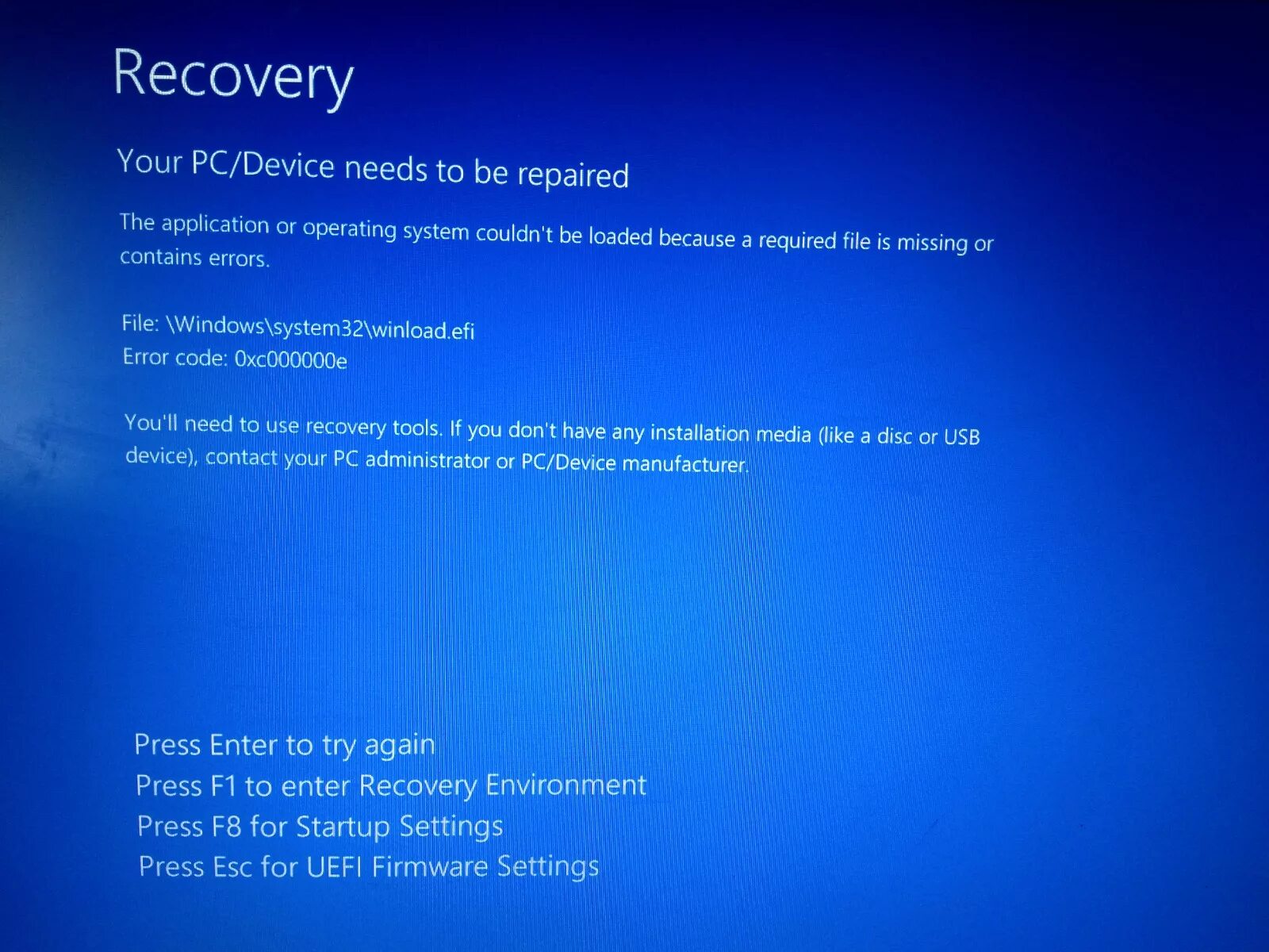 Компьютер windows system32. Восстановление ваш компьютер необходимо. восстановление ваш компьютер или устройство необходимо. ошибка windows. синий экран с recovery.