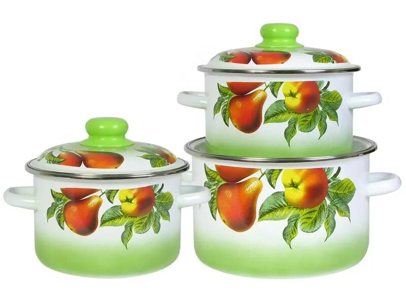 3 4л. Набор кастрюль стальэмаль 6kb021m 6 пр. Набор ветка сакуры-1 (белая кастр сфер 1,5л2л3л), арт. 3 4л. Набор кастрюль эмаль солнышко-экстра белый (6 пр.