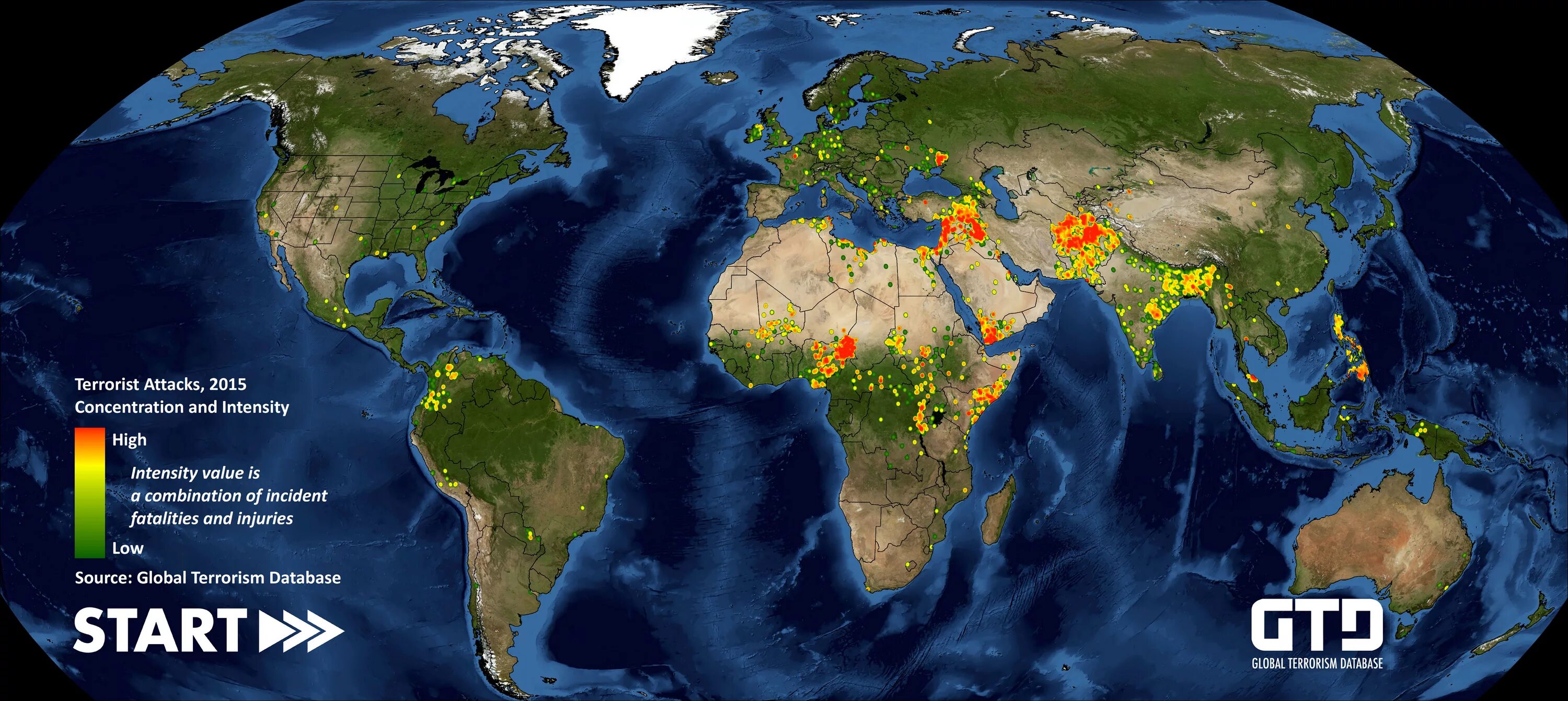 Карта терроризма в мире. Global terrorism 2014. Global terrorism database. Глобальная база данных по терроризму.