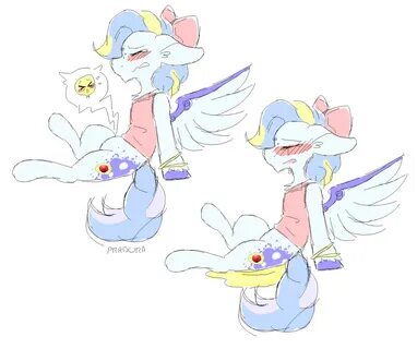 artist:pradora, oc, oc only, accident, bladder bulge, blushing, comic, desp...
