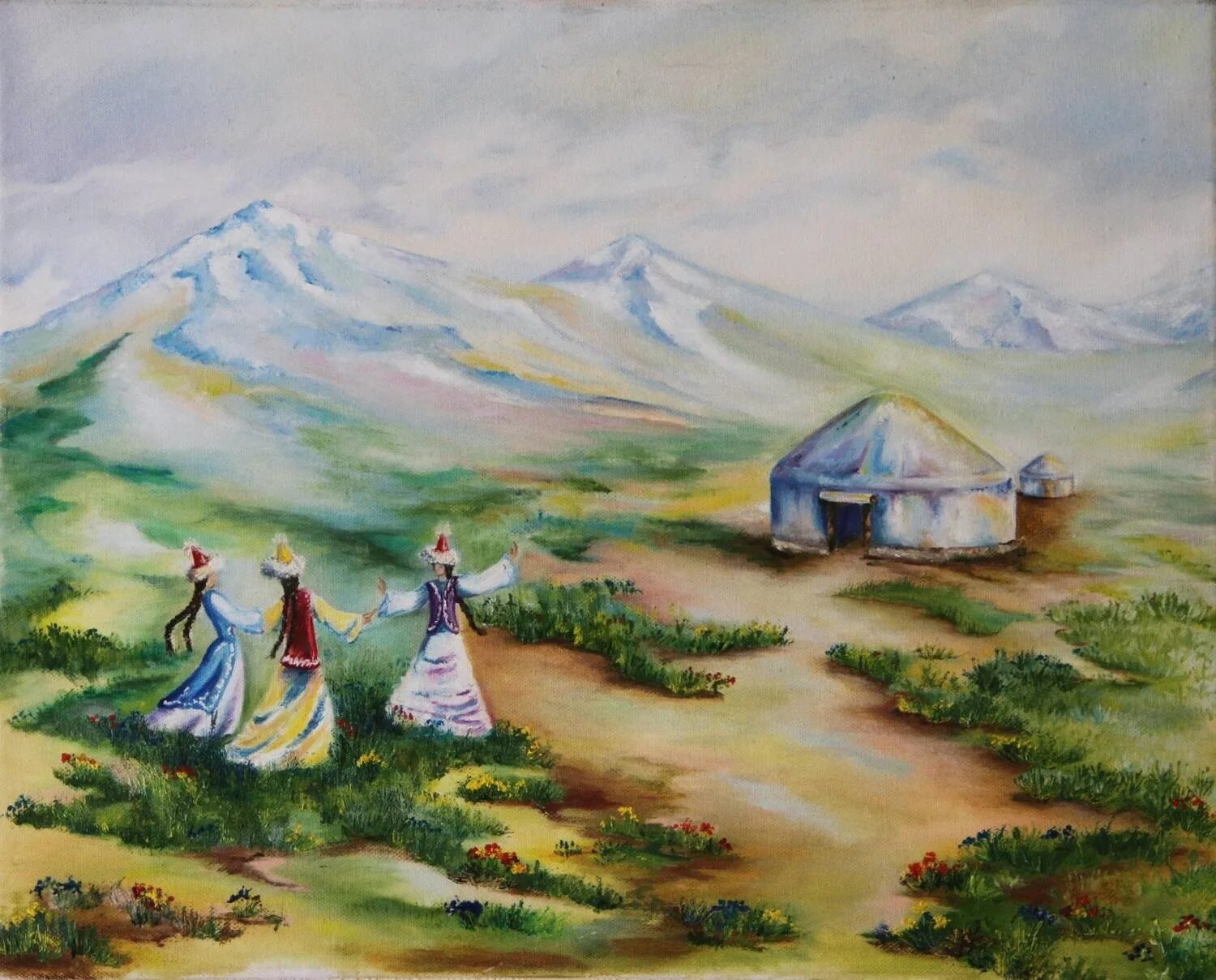 Юрта горы праздник Наурыз. Народы гор и степей. Казахский пейзаж. Картины казахских степей. Народы гор и предгорий