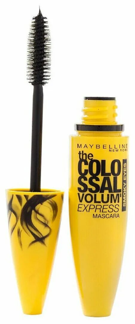 Черная тушь желтые. Тушь Colossal Maybelline 100 Black. Тушь Maybelline Volume Express Colossal 100%. Тушь Maybelline New York Colossal. Maybelline тушь Colossal Volum' Express 100% Black.