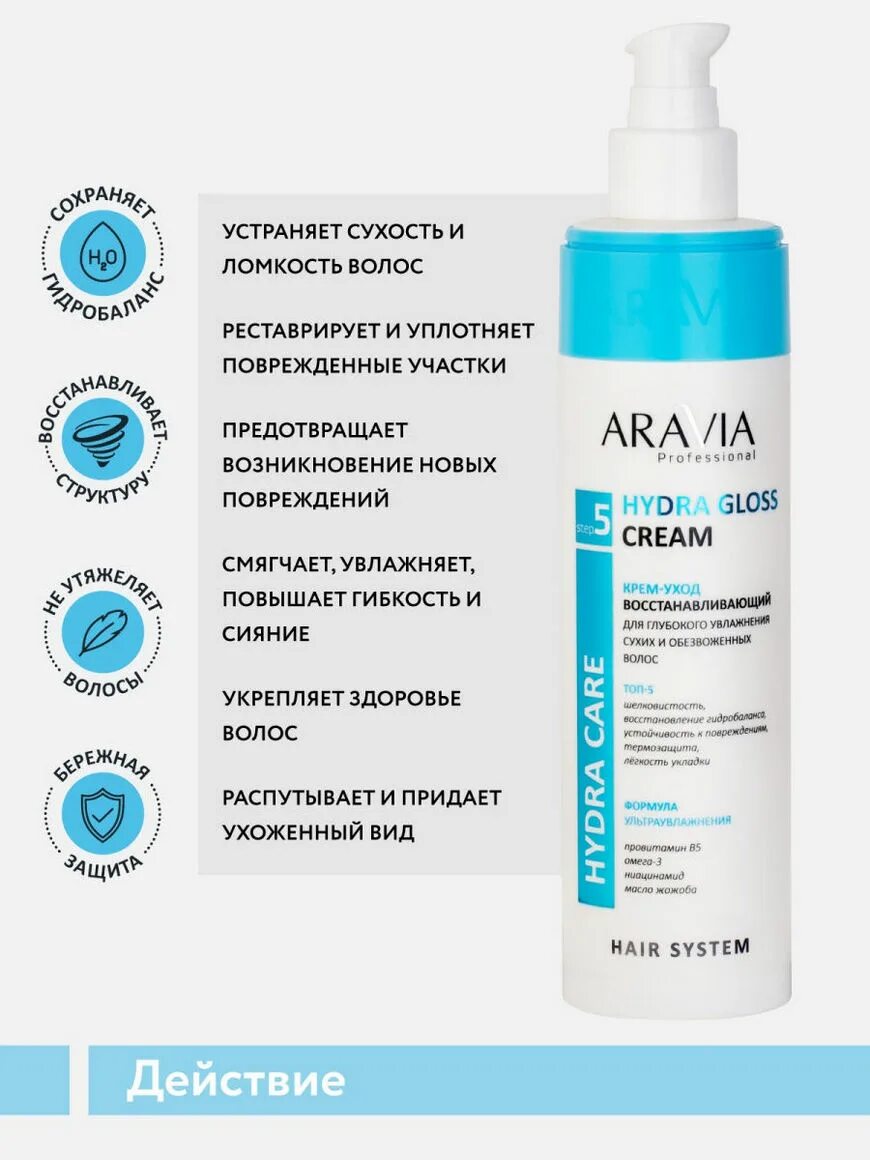 Aravia крем увлажняющий hydra. Aravia professional крем для волос. Aravia hydra Gloss Cream. Крем для волос восстанавливающий.