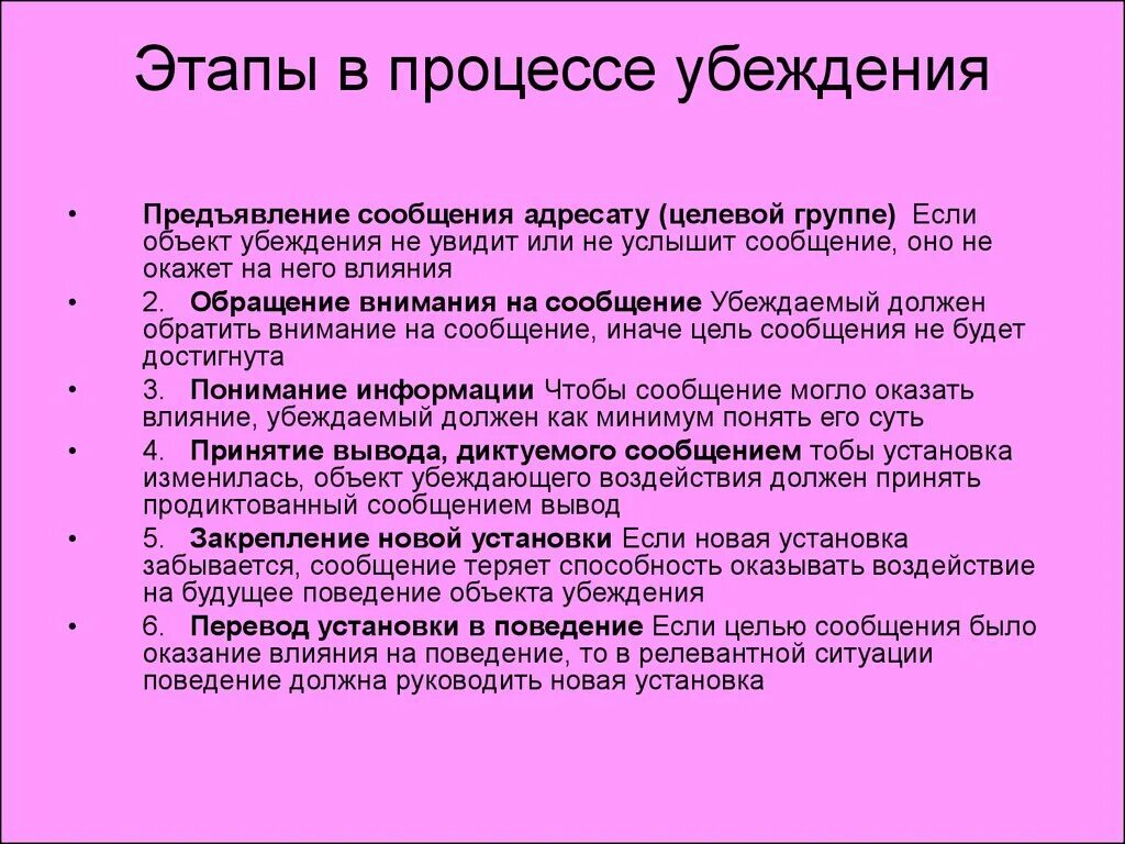 Личные убеждения группа. Этапы процесса убеждения. Стадии процесса убеждения. Стадии убеждающего воздействия. Стадии убеждения в психологии.