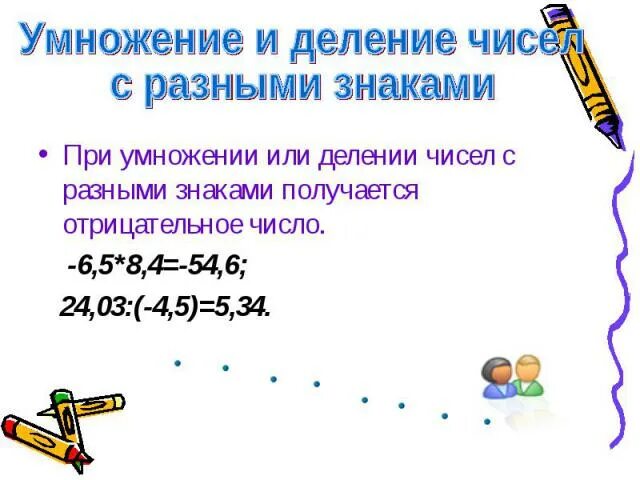 Умножение и деление чисел с запятой. Деление чисел с разными знаками 6 класс. при делении отрицательного числа на отрицательное получается. если отрицательное число разделить на отрицательное то получится. если поделить отрицательное число на отрицательное что получится.