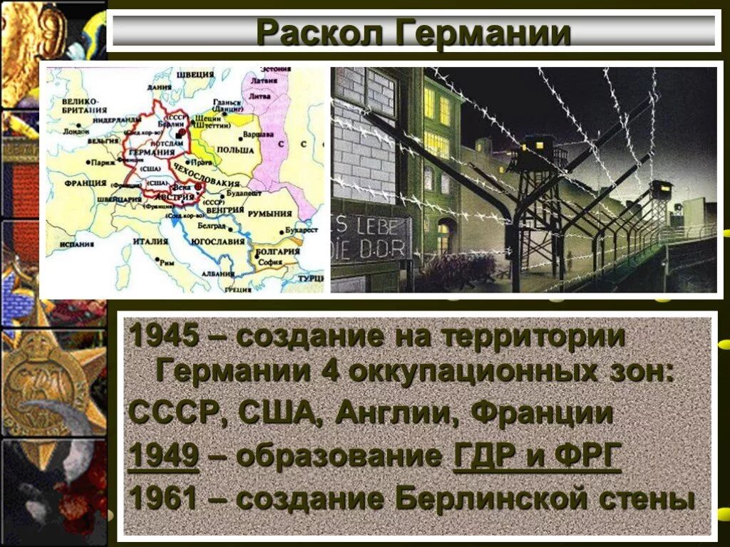 Раскол германии на фрг и гдр произошел. Раскол Германии 1945. Раскол Германии 1949. Раскол Германии на ФРГ И ГДР.