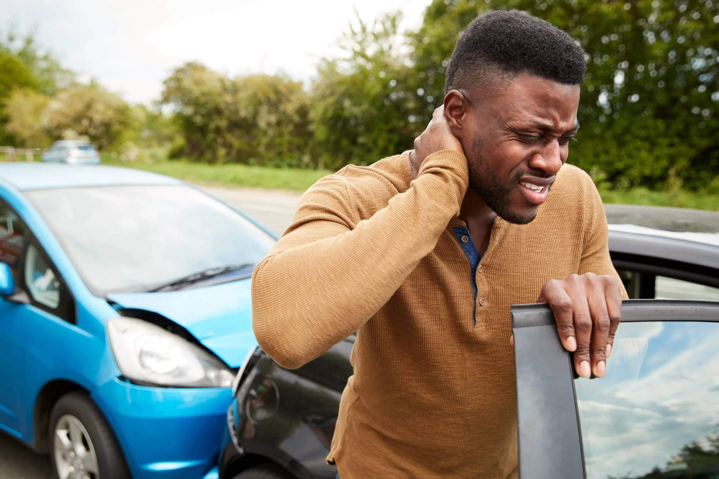 Whiplash car accidents. Get out of the car person. Car person