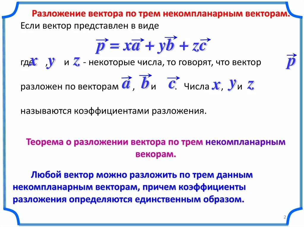 Разложить вектор по трем векторам. Разложение по трем некомпланарным векторам. Разложение вектора. Разложение вектора по векторам. Разложение вектора по трем компланарным векторам.