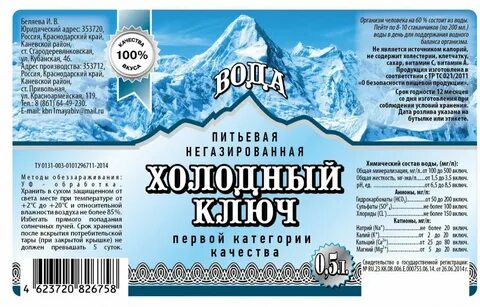 На этикетке минеральной