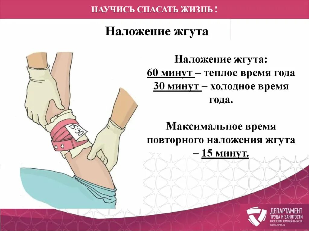 Жгут в холодное время накладывать