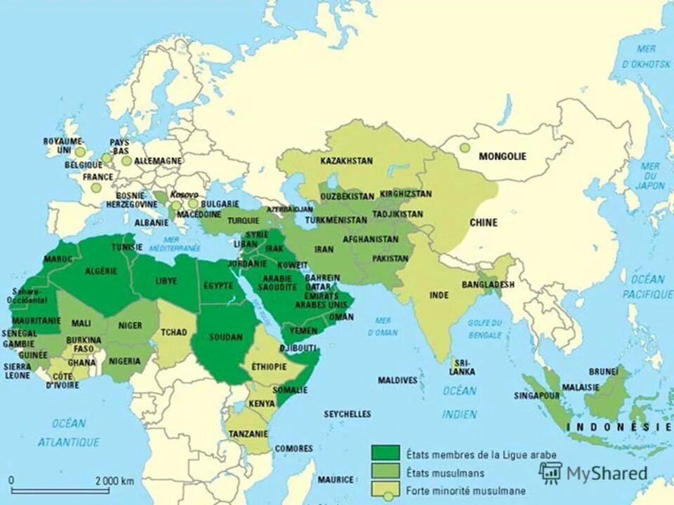 Карта распространения Ислама в мире. Территория распространения Ислама в мире. Какой мусульман в мире