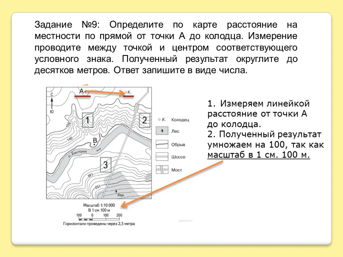 Описание маршрута по топографической карте. Расстояние от точки до точки на карте. Определить расстояние на местности. Вопросыпо Планк местности. Линейка для измерения расстояний по топографической карте