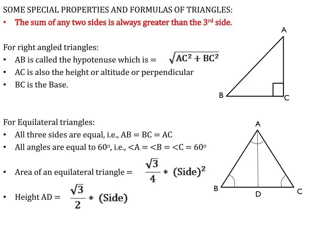 Triangle formula. Isosceles triangle formula. isosceles triangle area formula. right angle triangle formula. right triangle formulas.