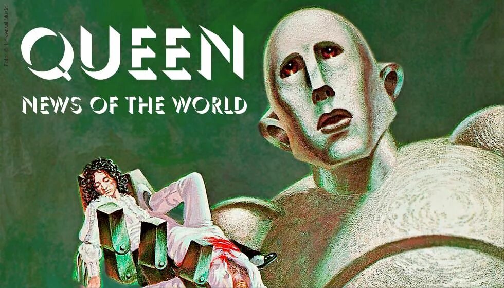 Песни зе ворлд. Queen News of the World 1977 обложка. Альбом Квин с роботом. News of the World Queen альбом. Робот Квин робот Квин.