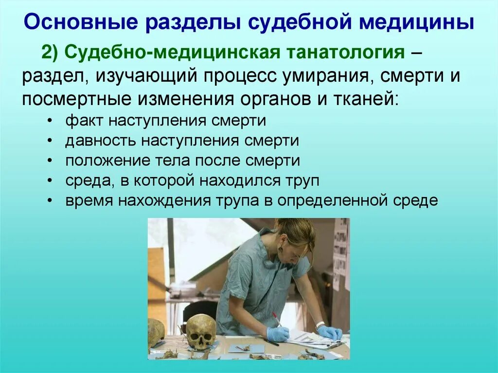 Актуальные вопросы судебной медицины. Разделы судебной медицины. Раздели судебной медицины. Танатология судебная медицина. Судебная медицина презентация.