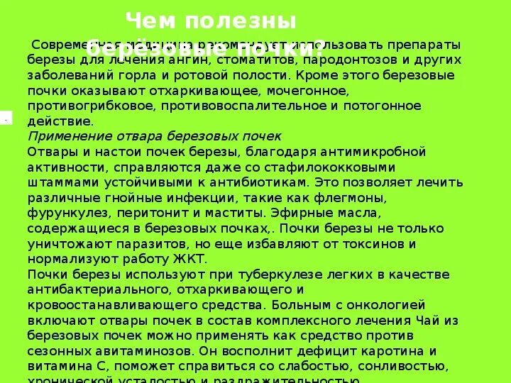 Лечение березовыми почками
