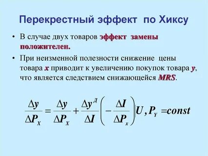 Эффекты изменения цен