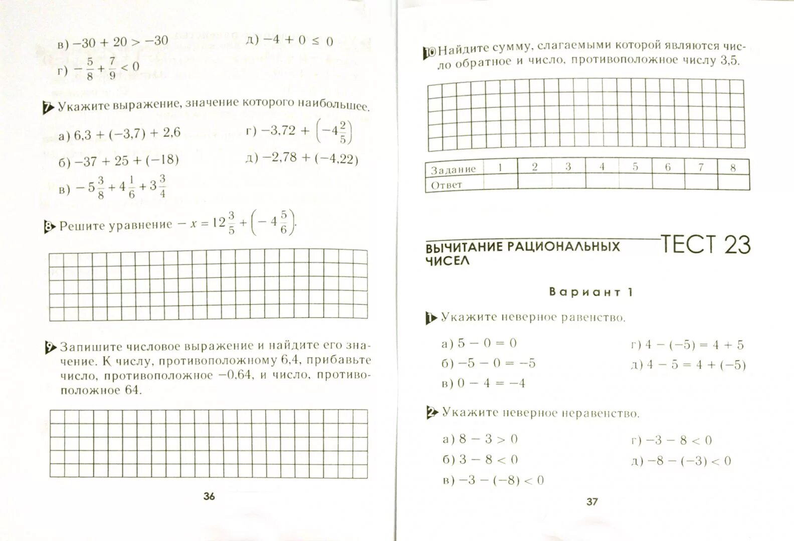 Программа 6 класса тест