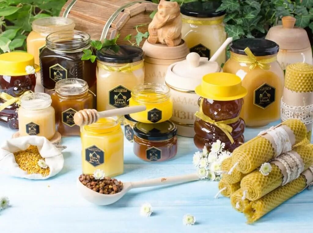 Продукты пчеловодства и их использование. Продукция из меда. Продукты пчеловодства. Мед и продукция пчеловодства. Медовые продукты.