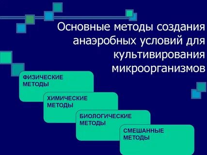 Методы создания бескислородных условий для культивирования анаэробов