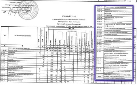 Предметы на 1 курсе университета