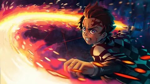 Demon Slayer Tanjiro Fire Обои Фоны, Восход, Обои Для Рабочего Стола Компью...