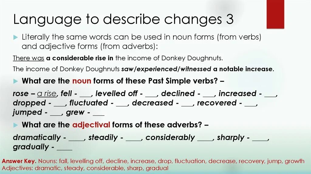 Form nouns from the words in bold. Describing changes. How to describe changes. Describe it презентация. Describing changes IELTS.