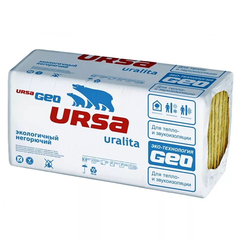 Ursa. Утеплитель Ursa geo п-15 100*610*1250 (0.76м3/7,625м2уп.). Минеральная вата Ursa geo п-15 1250х610х50 мм х 20 шт. Утеплитель Урса geo п-15 у10-1250х610х100 мм| 10 шт. Ursa geo п-60.